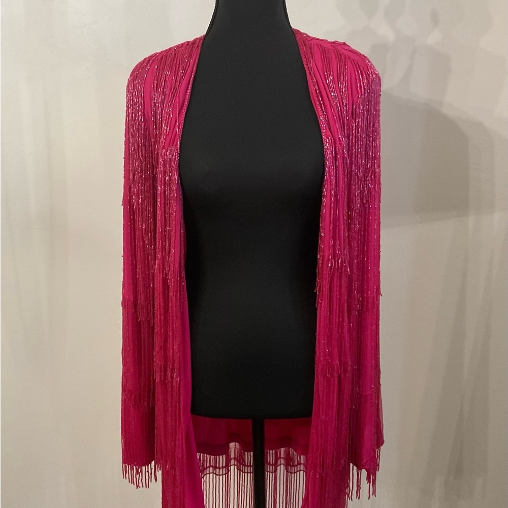Vibrant Pink Fringe Cardigan
